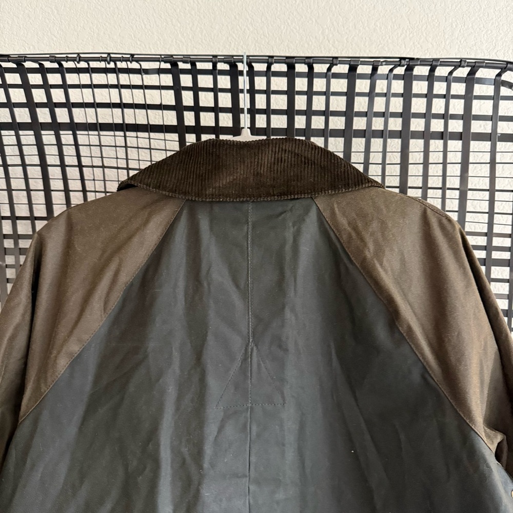 Barbour Olive Green Waxed Long Coat - Picture 9 of 9